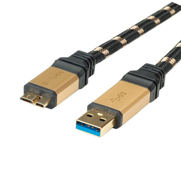 Roline 11.02.8878 Cable Usb 0,8 M Usb 3.2 Gen 1 (3.1 Gen 1) Usb A Micro-Usb B Negro, Oro