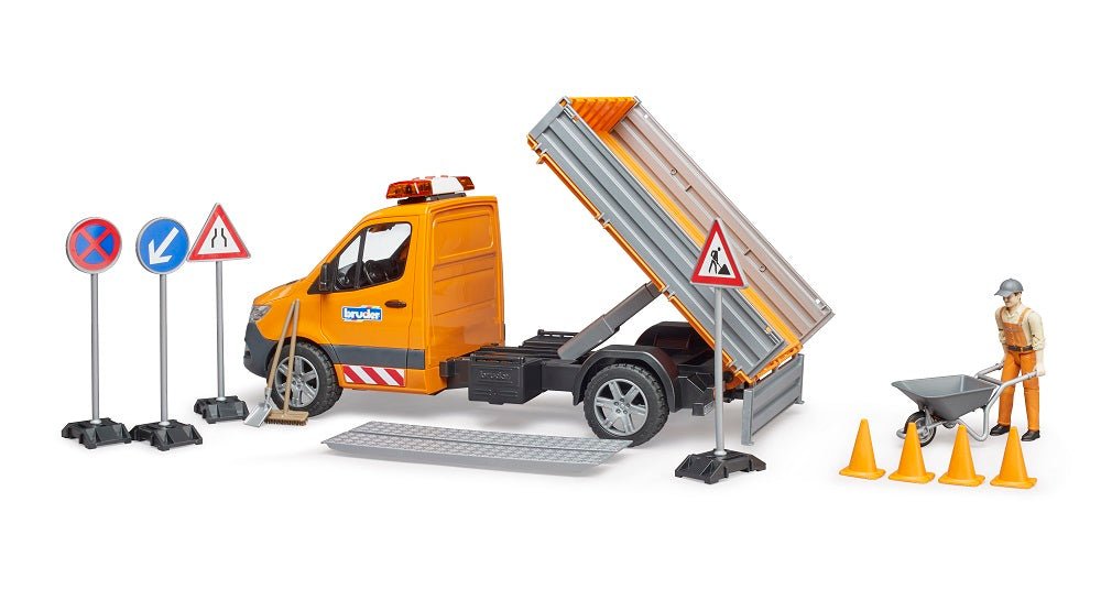 Bruder Mb Sprinter Municipal Con Módulo De Luz Y Sonido, Naranja, Incluido Conductor Y Accesorios 2677