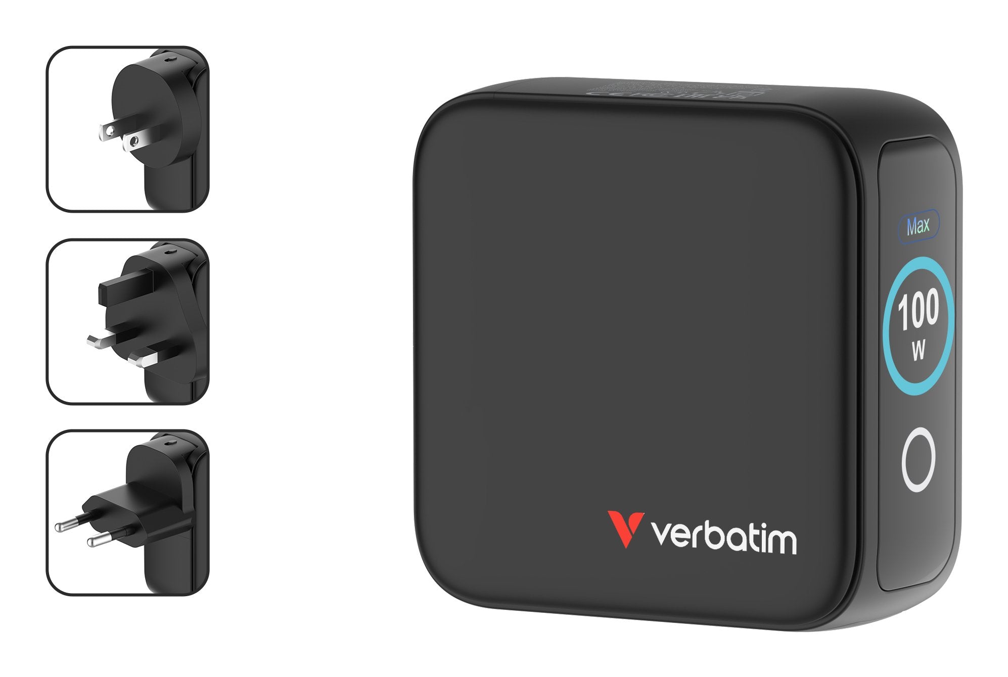 Verbatim Mini Gan Charger 3 Port 100w W Display Eu Uk Us