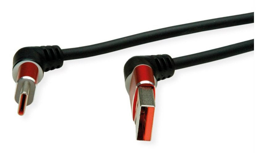 Roline Usb 2.0 Cable Typ-C - Typ-A St St 360 Rotation Schwarz Rot 2m