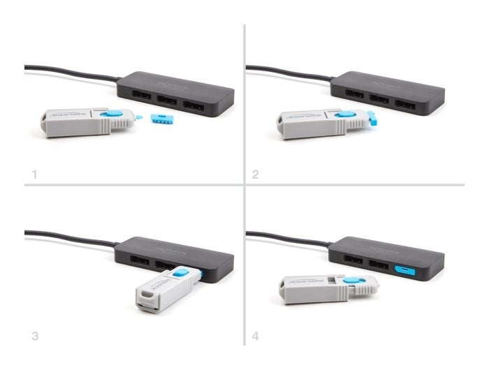Delock 20927 Juego De Bloqueadores Para Puertos Displayport Hembra 4 Piezas + Herramienta De Bloqueo