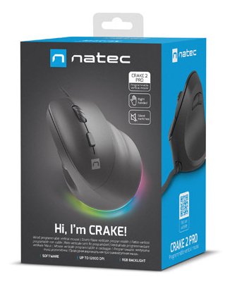 Raton Natec Crake 2 Pro Vertical 12.800 Dpi Optico Negro