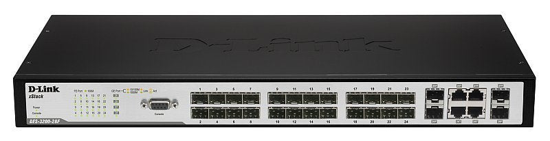 D-Link Des-3200-28 Metro Ethernet Xstack 24-Port 10/100mbps Layer 2 Managed Switch + 2 X 100/1000 Sfp + 2 X Combo 10/100/1000bas