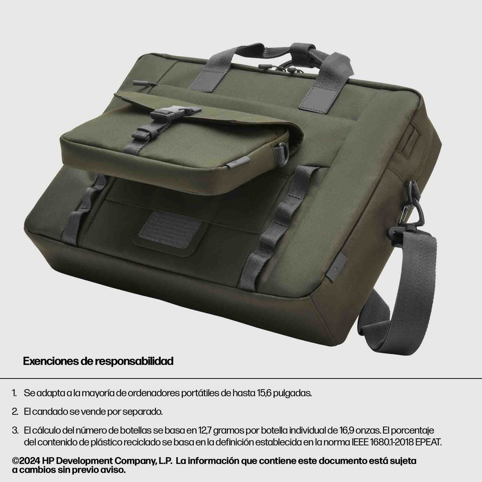 EAN 0197961660296 - HP 15.6 Modular Laptop Bag 39,6 cm (15.6") Bandolera Verde, Gris imagen 5