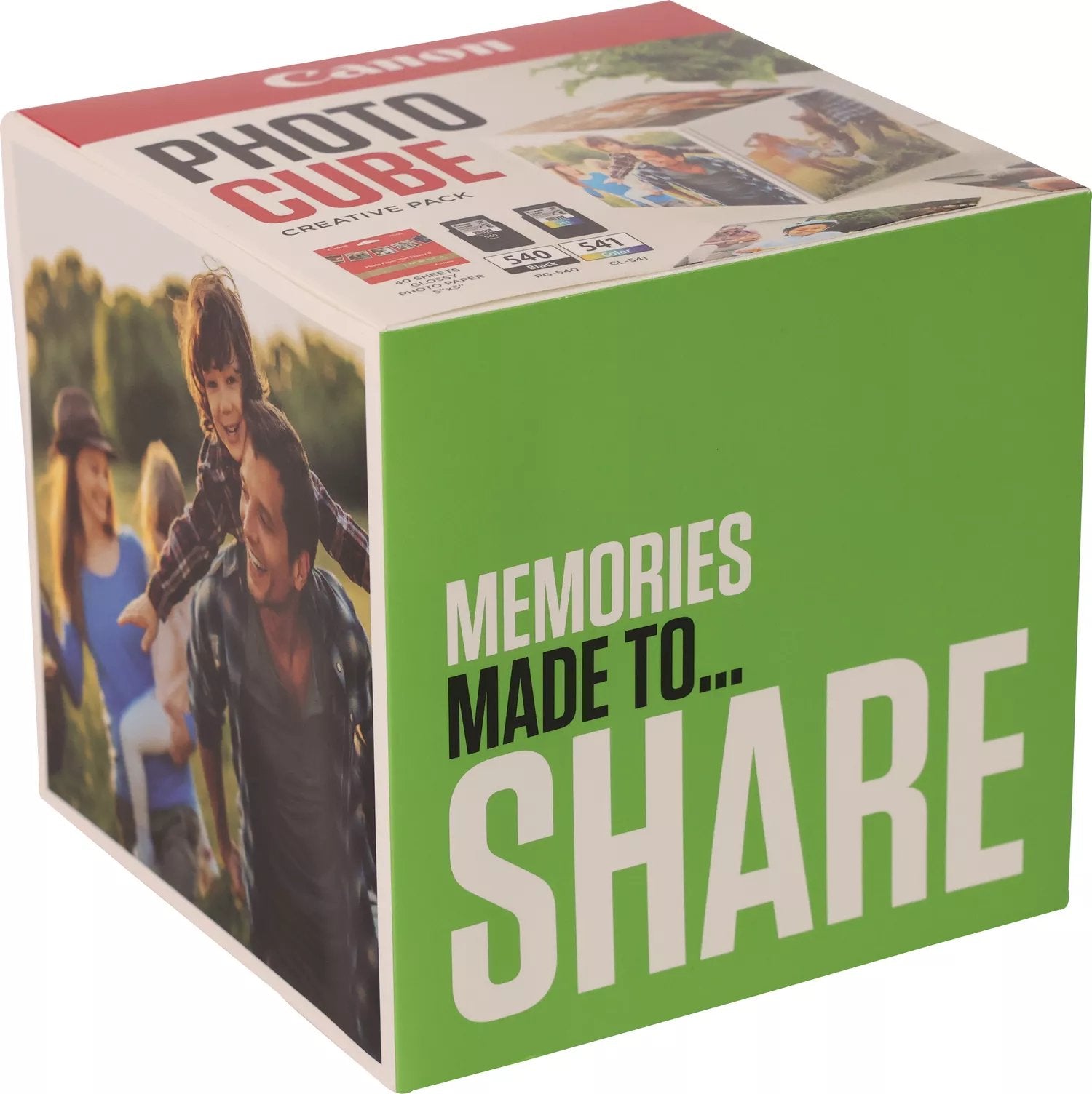 Tinta Canon Pg 540 Cl 541 Photo Cube + Photo Paper Plus Glossy Ii 40 Hojas Pack Green