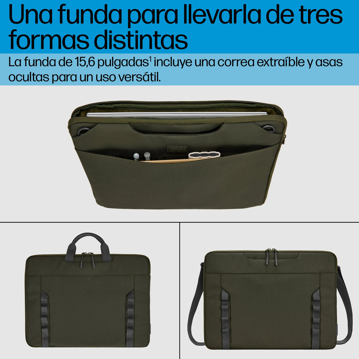 EAN 0197961660302 - HP 15.6 Modular Laptop Sleeve 39,6 cm (15.6") Verde, Gris imagen 6