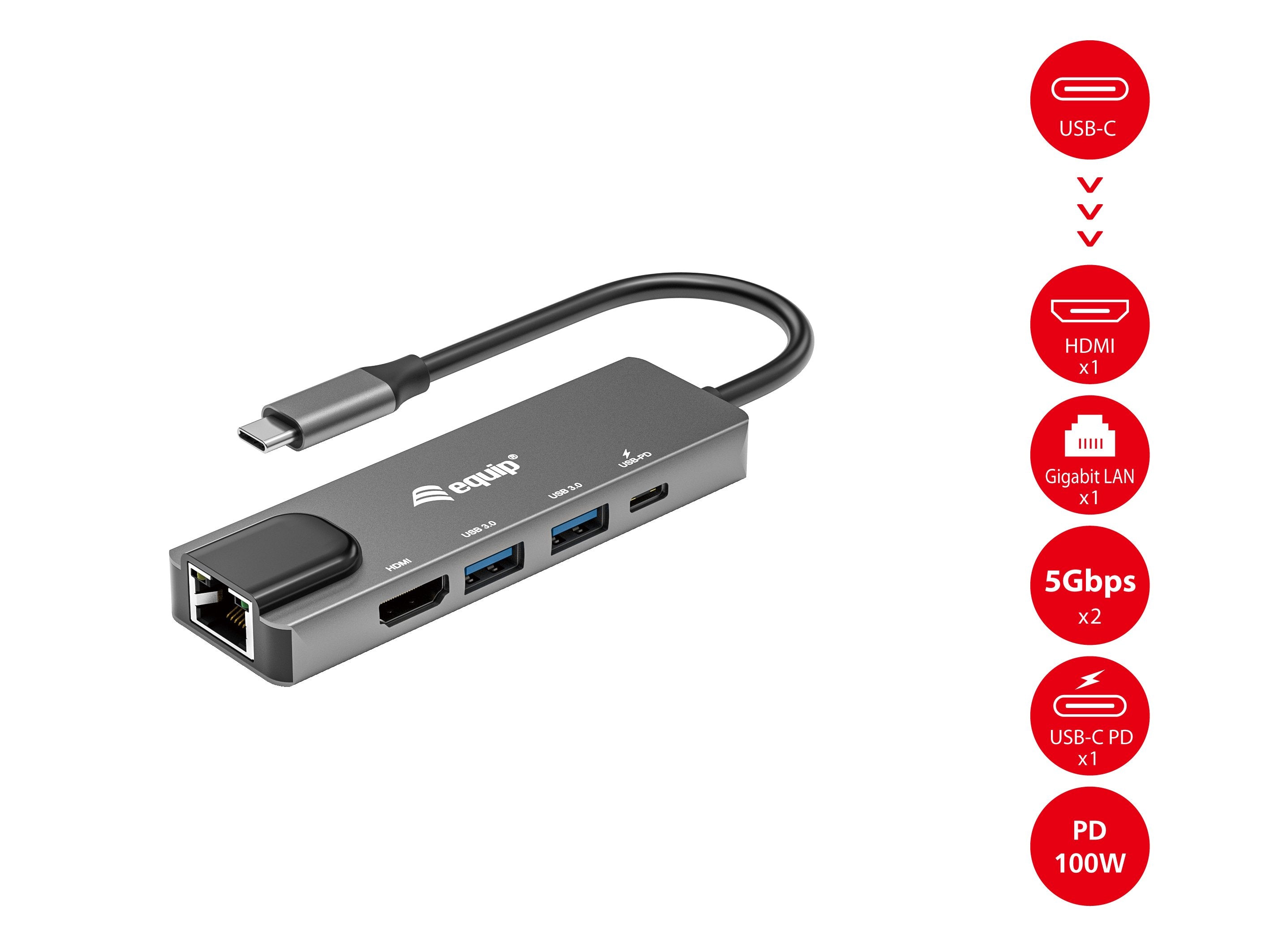 EAN 4015867231791 - Equip 133489 base para portátil y replicador de puertos Alámbrico USB 3.2 Gen 1 (3.1 Gen 1) Type-C Gris imagen 8