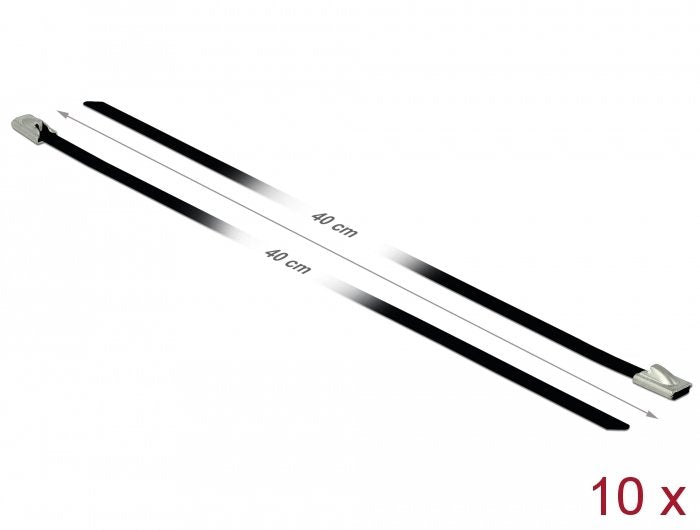 Delock Bridas De Acero Inoxidable L 400 X B 4,6 Mm Negro 10 Piezas