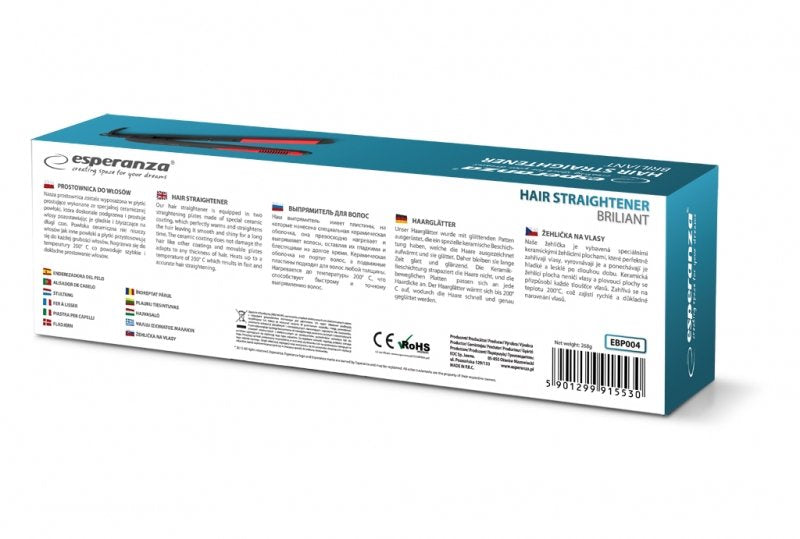 Plancha De Pelo Esperanza Ebp004 Negro, Rojo 35 W