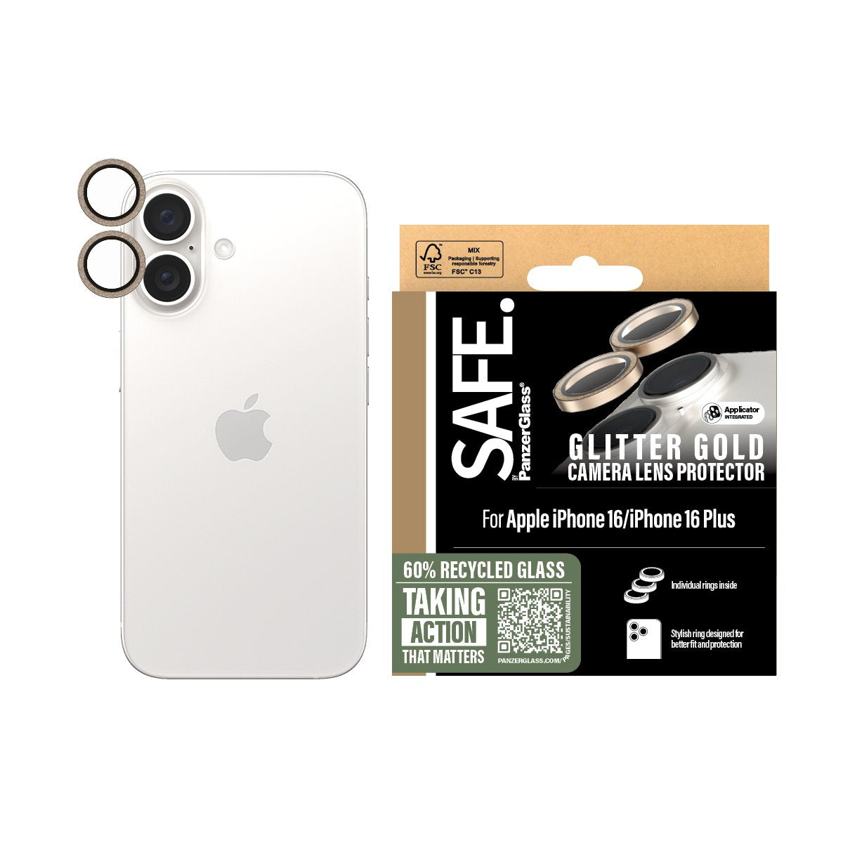 EAN 5715685003080 - PanzerGlass SAFE. by ® Camera Lens Protector Glitter Gold iPhone 16 | 16 Plus Protector de pantalla Apple imagen 2