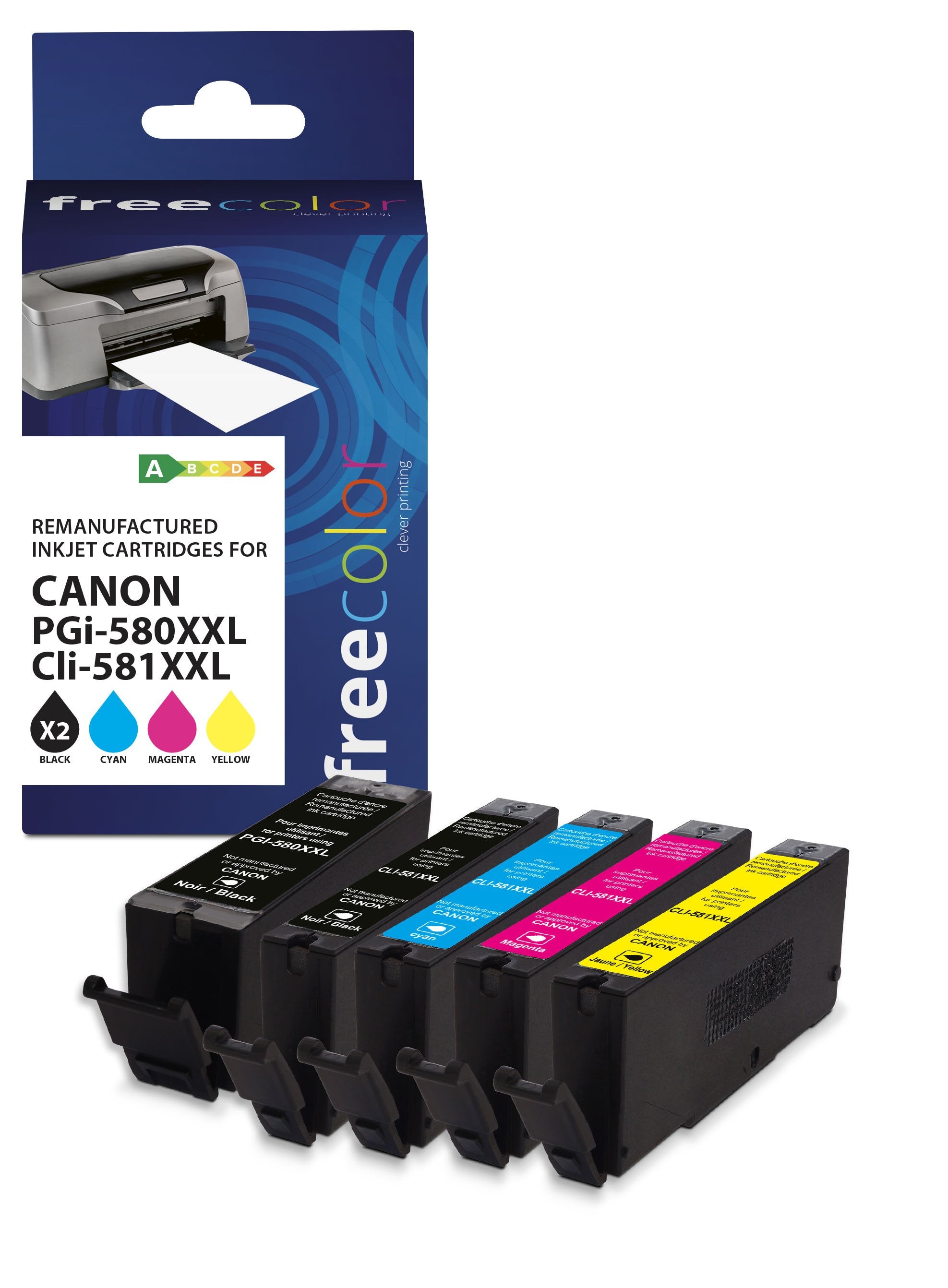 EAN 3112539918439 - Freecolor K10503F7 cartucho de tinta 5 pieza(s) Compatible High (L) Yield Negro, Cian, Magenta, Amarillo imagen 1