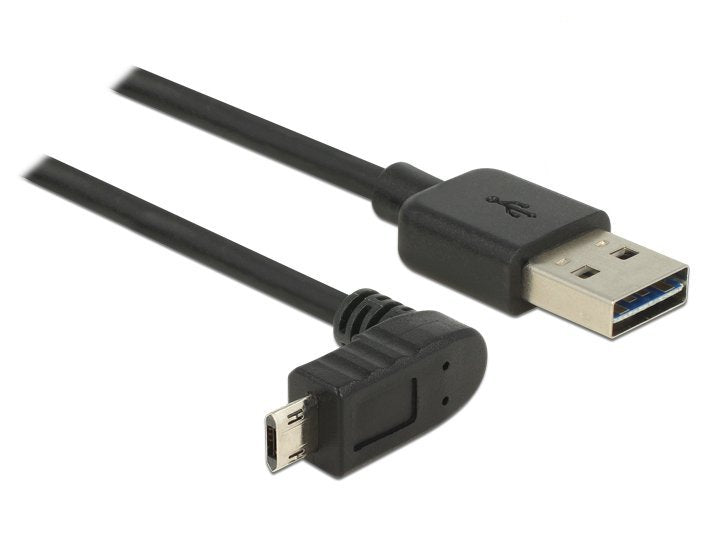 Delock Cable Easy-Usb 2.0 Typ-A Stecker > Easy-Usb 2.0 Typ Micro-B Stecker Gewinkelt Oben Unten 2 M Schwarz