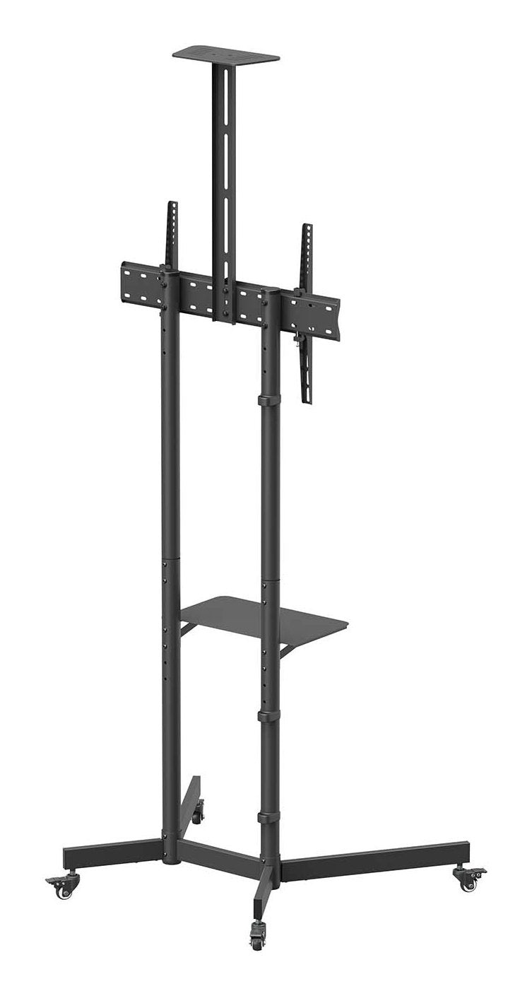 Aisens Soporte De Suelo Eco Con Rueda, Bandeja Para Dvd Y Soporte De Cámara Para Monitor/Tv 45kg De 37-70, Negro