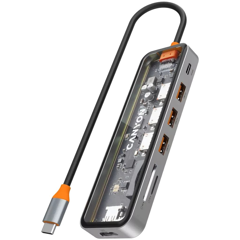 Canyon Hub Ds-13 7en1 4k Usb-C Transparente Gris Espacio