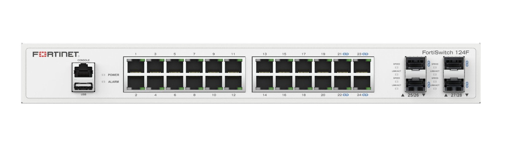 EAN 0195875000672 - Fortinet FS-124F switch Gestionado L2 Gigabit Ethernet (10/100/1000) 1U Blanco imagen 1