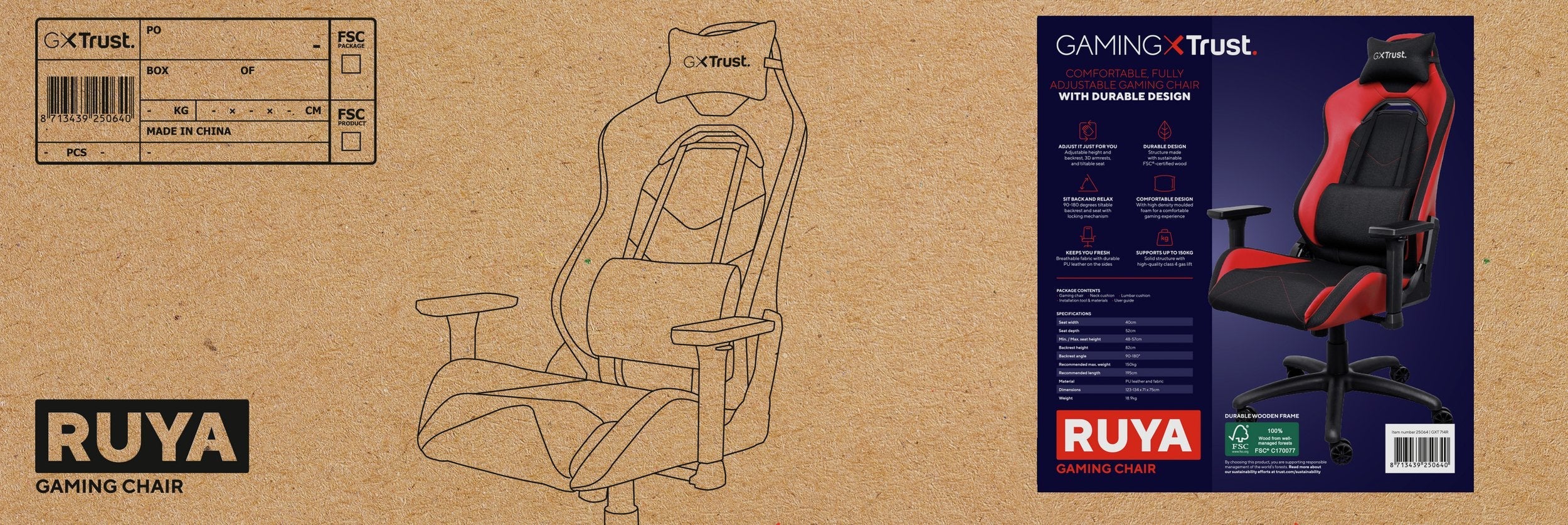 Silla Gaming Trust Gaming Gxt 714 Ruya Roja