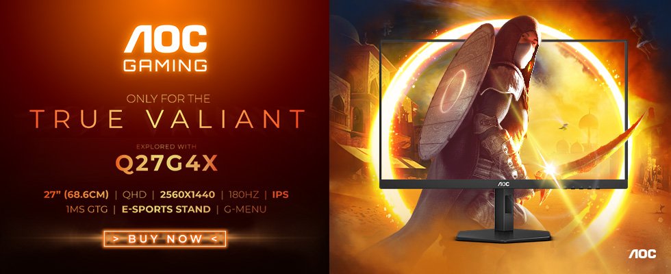 Aoc Q27g4x 27" 2560x1440 Ips 180hz 130mm Freesync Premium Gsync Compatible Hdmi Dp