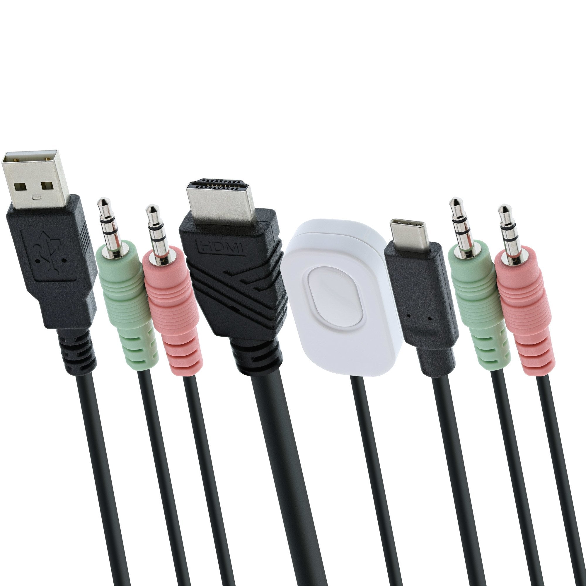 Switch Kvm Inline, 2 Puertos, Usb-C + Hdmi A Hdmi, 4k, Con Audio, Cable Integrado