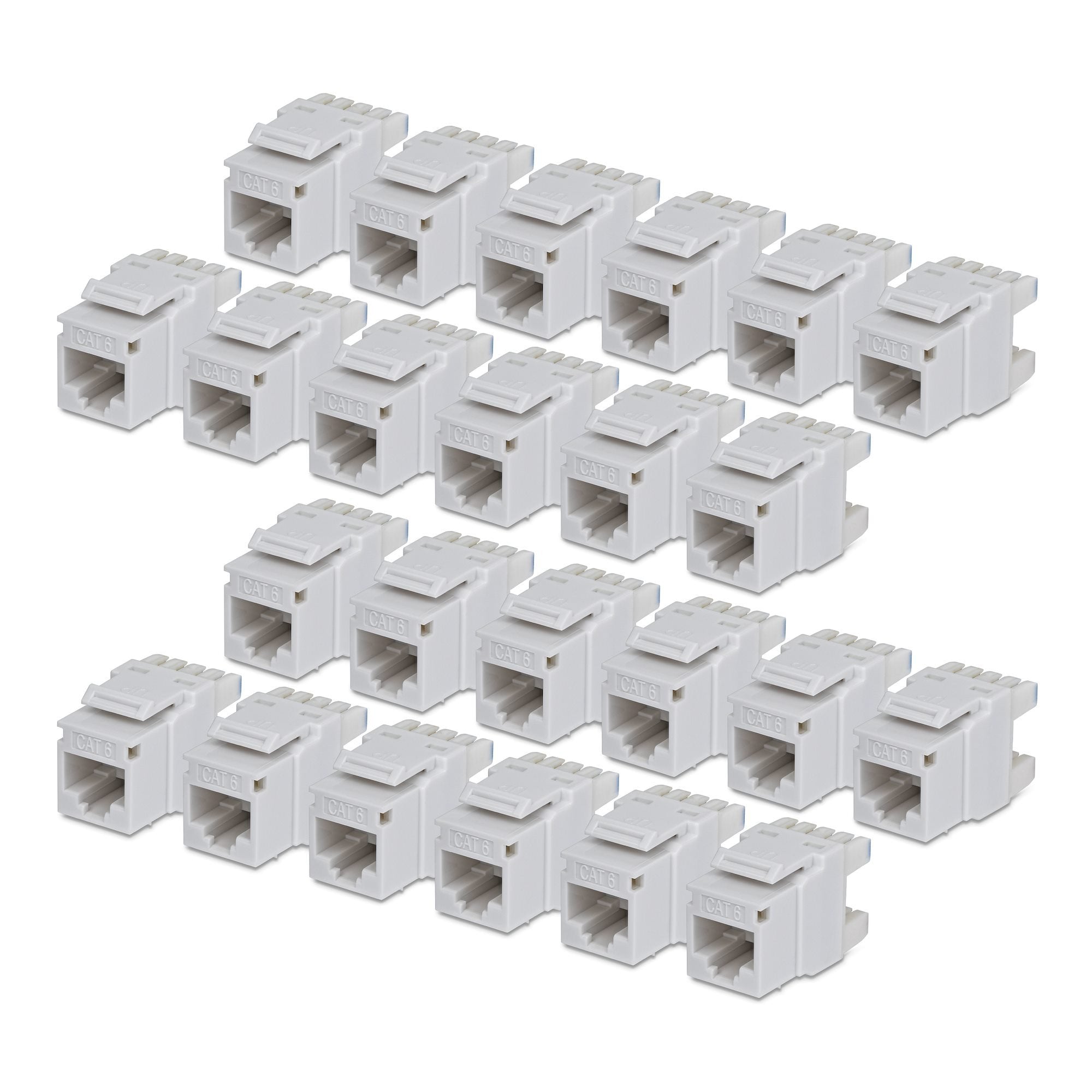 Startech.Com Cat6 Keystone Jack Módulo, Pack De 24 Rj45 Ethernet Keystone Conector Hembra, Utp Cat6 Wandbuchse, 180 Grad 110 Punch Down Conector Hembra, Blanco, Plano, Blanco, Rj-45, Conector Hembra, Conector Hembra, 10gbase-T