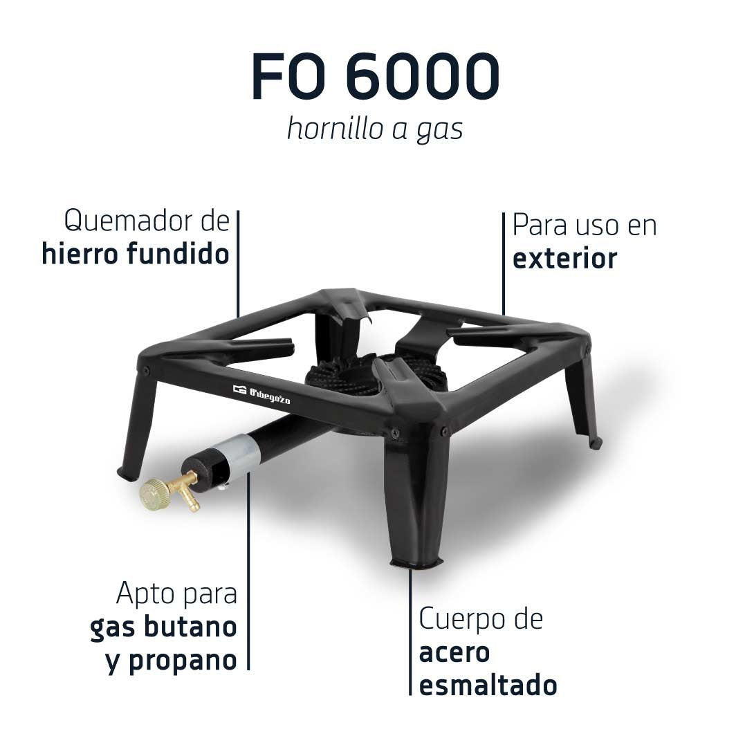 Orbegozo Fo 6000 Hornillo A Gas Para Paellas Al Aire Libre - Potente Quemador De Hierro Fundido - Resistente Cuerpo De