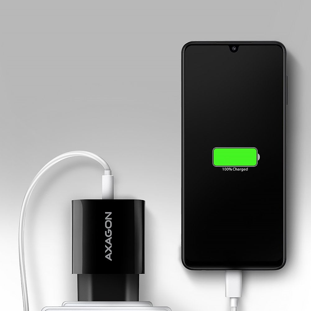 EAN 8595247908339 - Axagon ACU-QC18 kroviklis jungiama tinkl QC 18W, 1x port USB-A, QC3.0/AFC/FCP/SMART Juoda Teléfono móvil, imagen 6