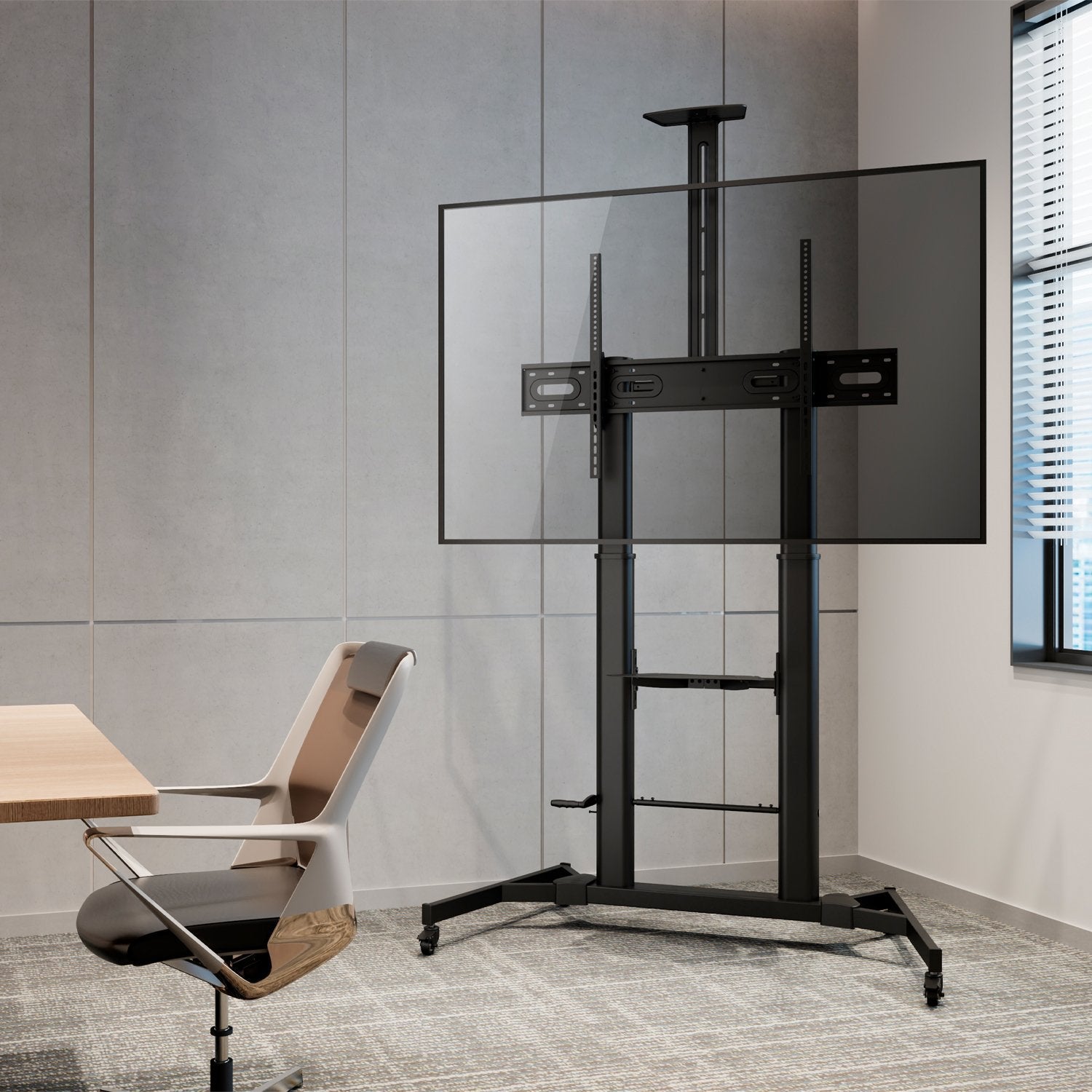 Aisens Soporte De Suelo Para Tv/Monitor De 60" A 100" - Max 100kg - Ajustable En Altura - Movimiento Horizontal Y