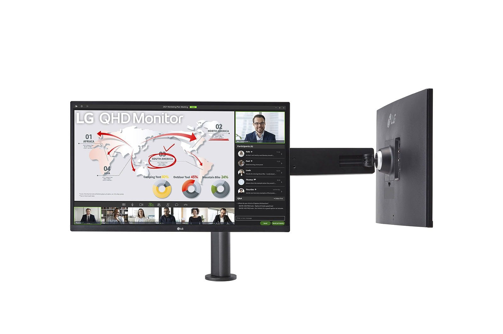 Lg 27" 27qp88dp-Bs Qhd Ergo Monitor Usb-C Hdmi Dp Negro Ips