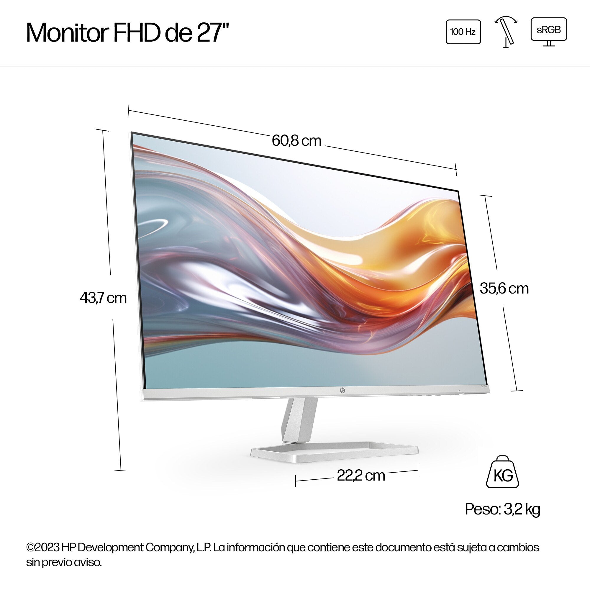 EAN 0197498944944 - HP Series 5 27 inch FHD White Monitor - 527sw pantalla para PC 68,6 cm (27") 1920 x 1080 Pixeles Full HD imagen 8