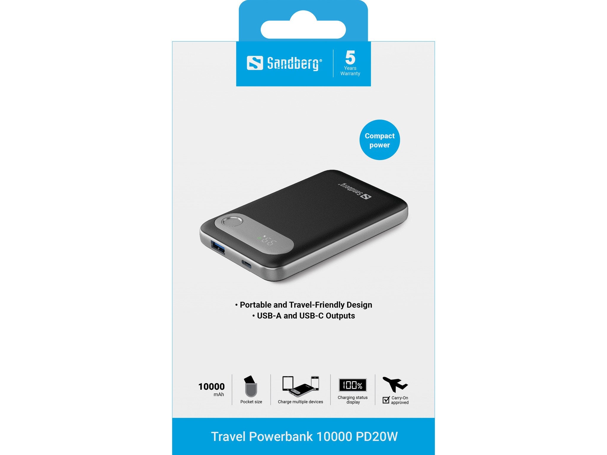 EAN 5705730421167 - Sandberg 421-16 batería externa Polímero de litio 10000 mAh Aluminio, Negro imagen 2
