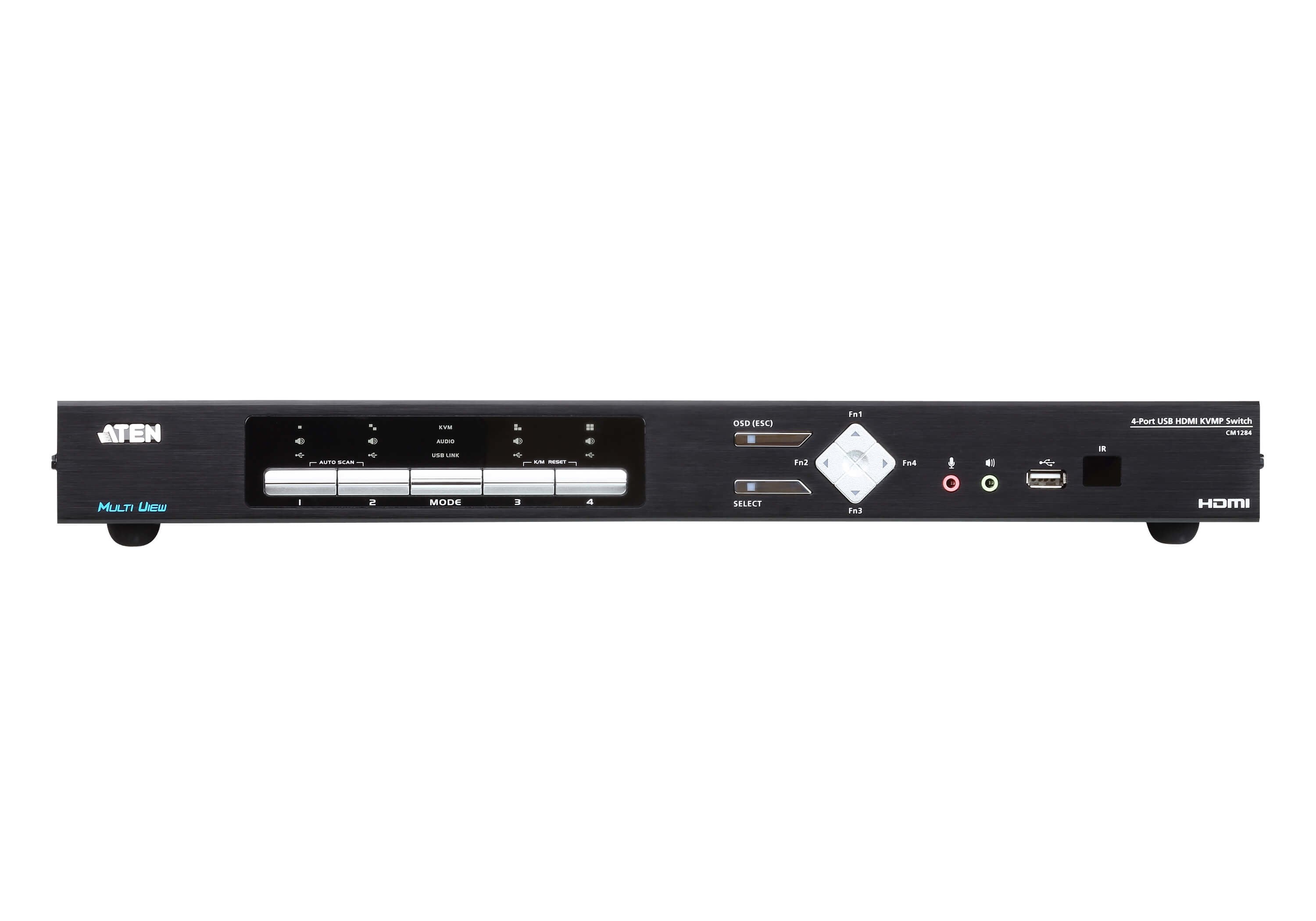 Aten Cm1284 Interruptor Kvm Montaje En Rack Negro 4-Port Usb Hdmi Multi-View Cpnt Kvmp Switch