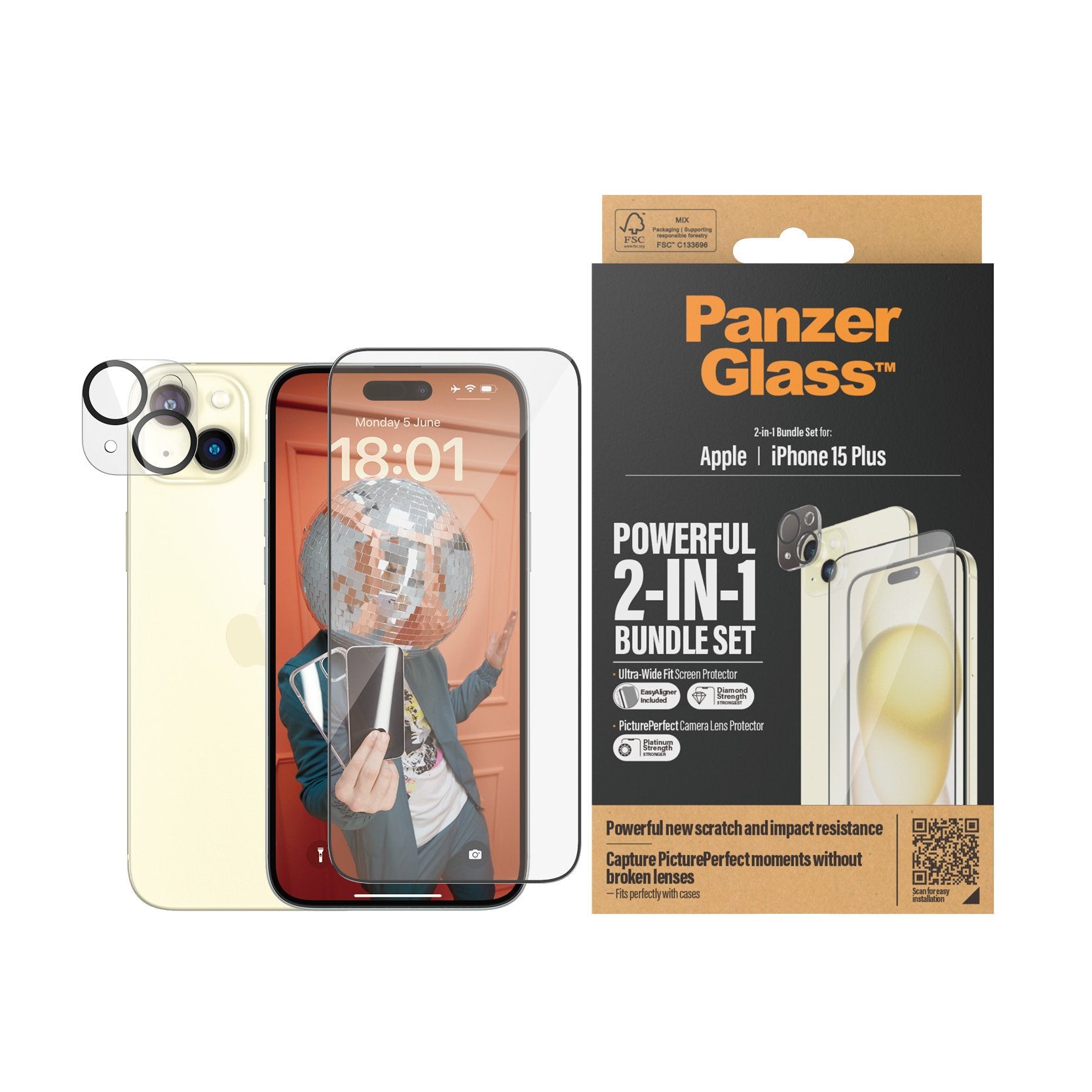 EAN 5711724930263 - PanzerGlass ® 2-in-1 Bundle iPhone 15 Plus | Ultra-Wide Fit w. EasyAligner Protector de pantalla Apple 1 imagen 2