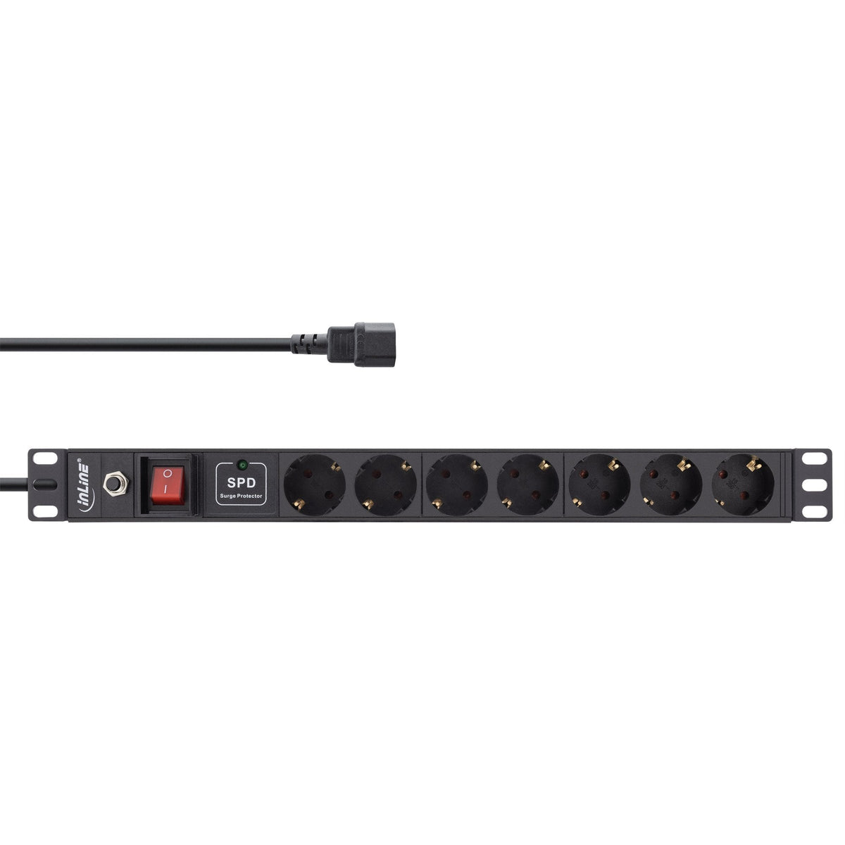 Regleta Inline De 19", 7 Vías, Protección Contra Sobretensiones Y Sobrecargas, Interruptor