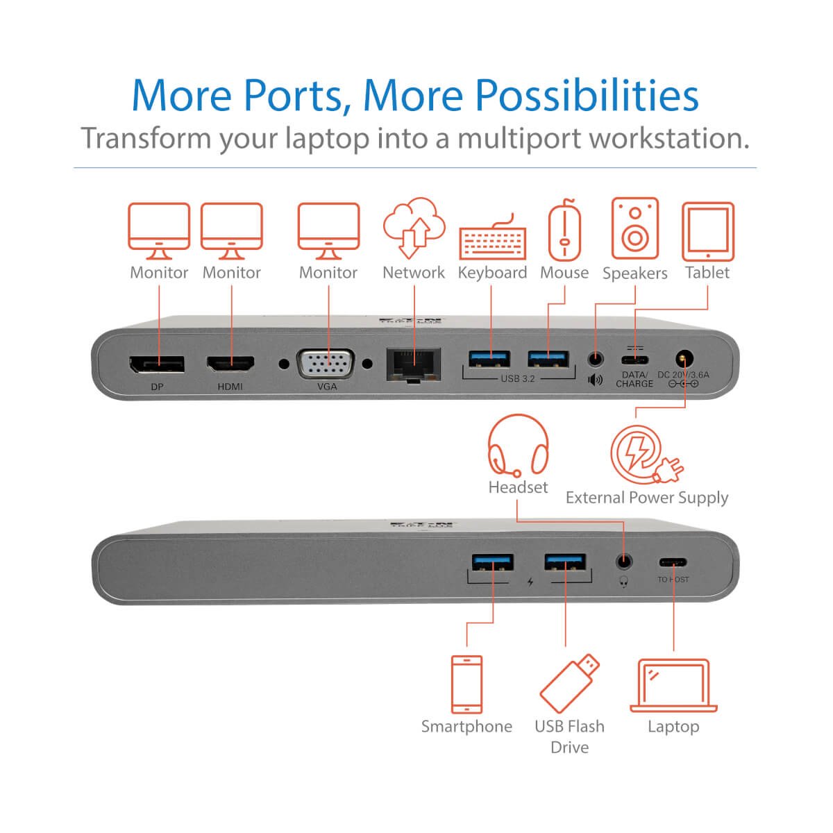 EAN 0037332273062 - Tripp Lite U442-DOCK4-INT base para portátil y replicador de puertos Alámbrico USB 3.2 Gen 2 (3.1 Gen 2) imagen 12