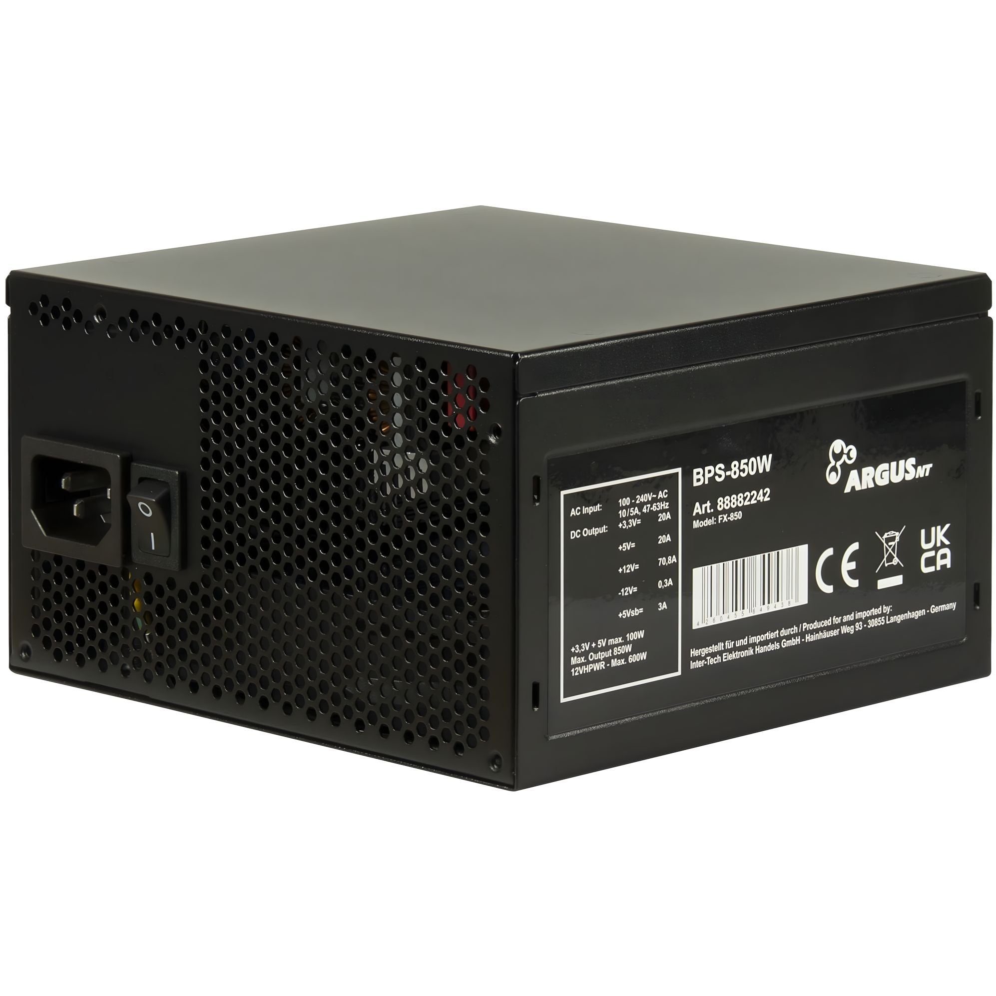 EAN 4260455649438 - Inter-Tech BPS-850 unidad de fuente de alimentación 850 W 20+4 pin ATX ATX Negro imagen 2
