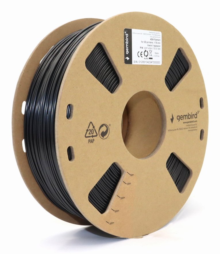Gembird Asa Filament Negro 1.75mm 1kg