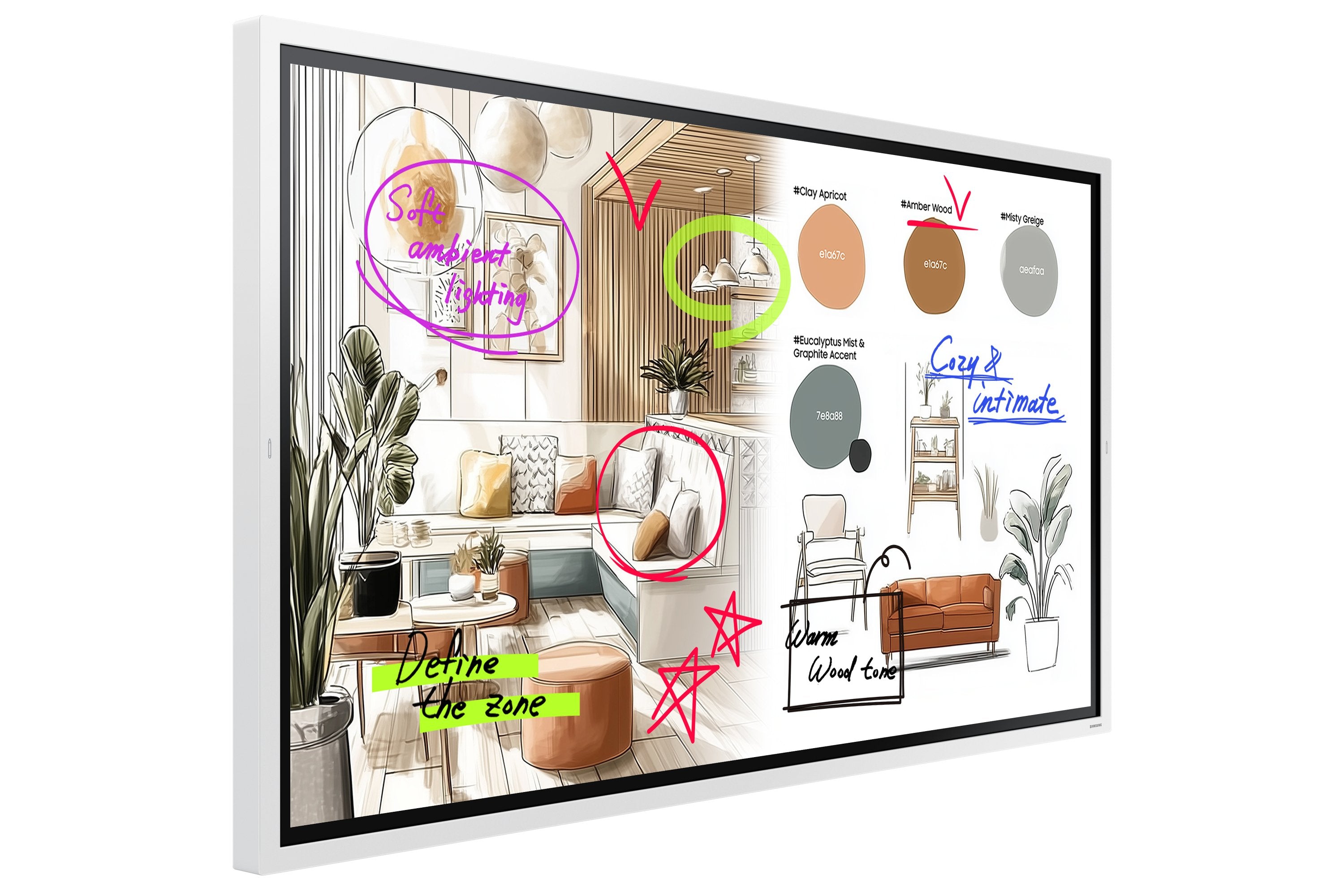 163,8cm 65" (3840x2160) Samsung Wm65fx 16:9 4k Va 8ms Hdmi Usb-C Usb Lan Wlan Bluetooth Vesa Speaker Touch 12 7 Blanco Gray
