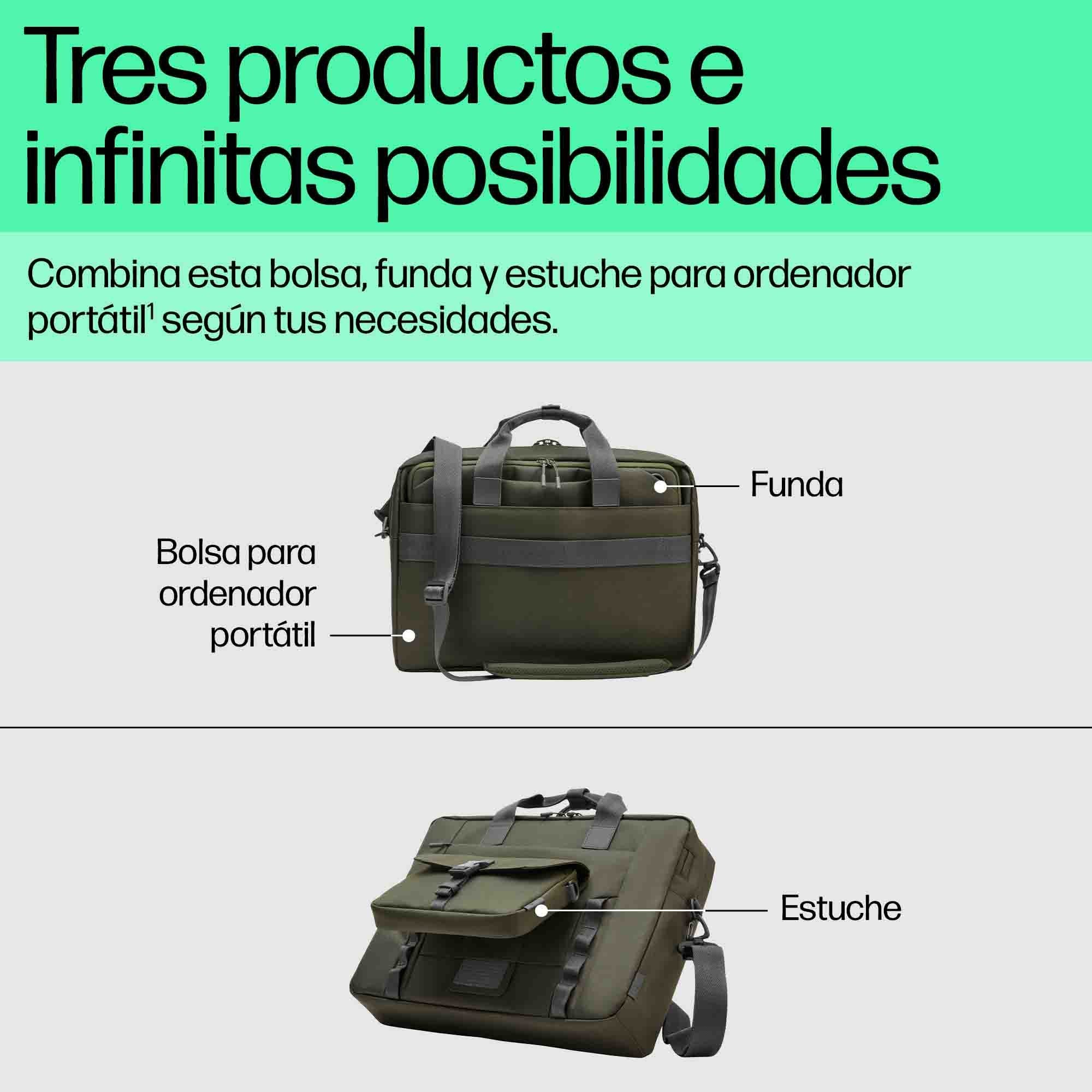 EAN 0197961660449 - HP 15.6 Modular Laptop Bag 39,6 cm (15.6") Bandolera Verde, Gris imagen 8