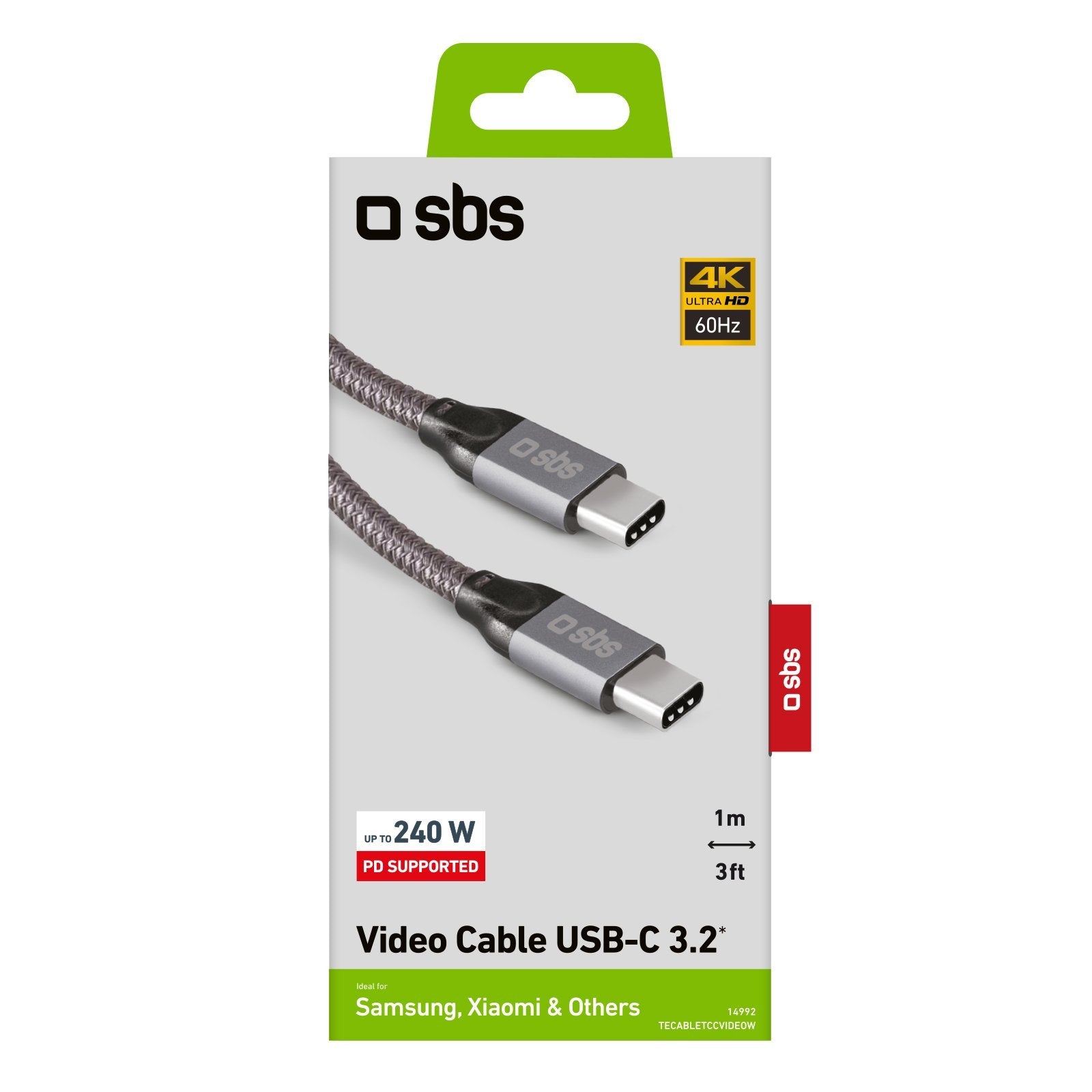 Sbs Tecabletccvideow Cable Usb 1 M Usb 3.2 Gen 1 (3.1 Gen 1) Usb C Blanco