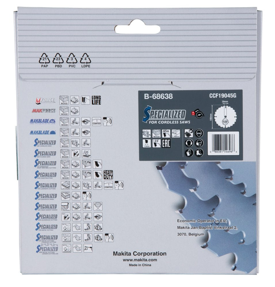 EAN 0088381546966 - Makita B-68638 hoja de sierra circular 19 cm 1 pieza(s) imagen 3
