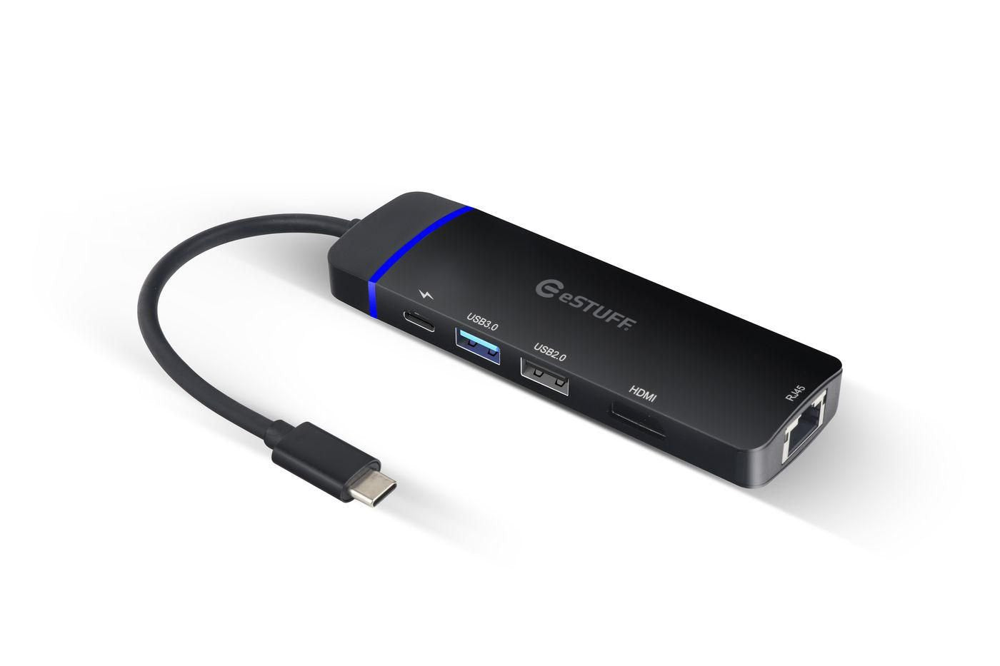 EAN 5704174818496 - eSTUFF GLB235420 base para portátil y replicador de puertos USB 3.2 Gen 1 (3.1 Gen 1) Type-C Negro imagen 1