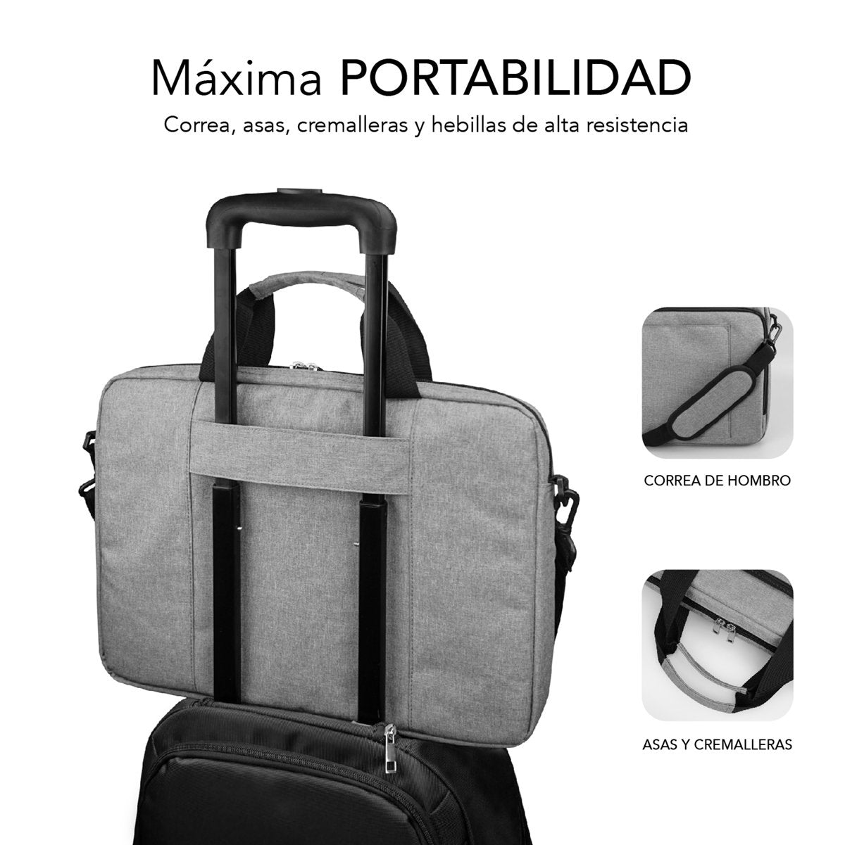 Maletín Subblim Air Padding Laptop Bag Para Portátiles Hasta 15.6' Cinta Para Trolley Gris