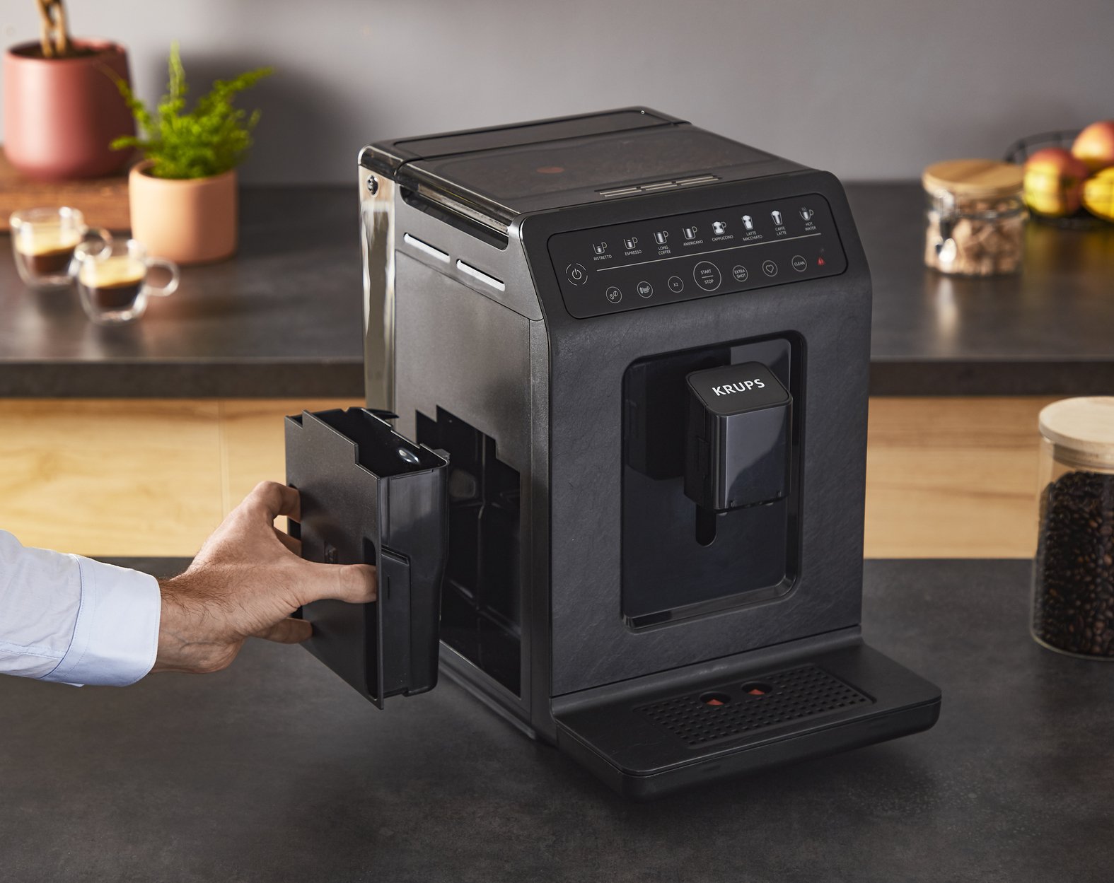 Cafetera Expreso Krups Evidence Eco-Design 1450w 15 Bares Negra