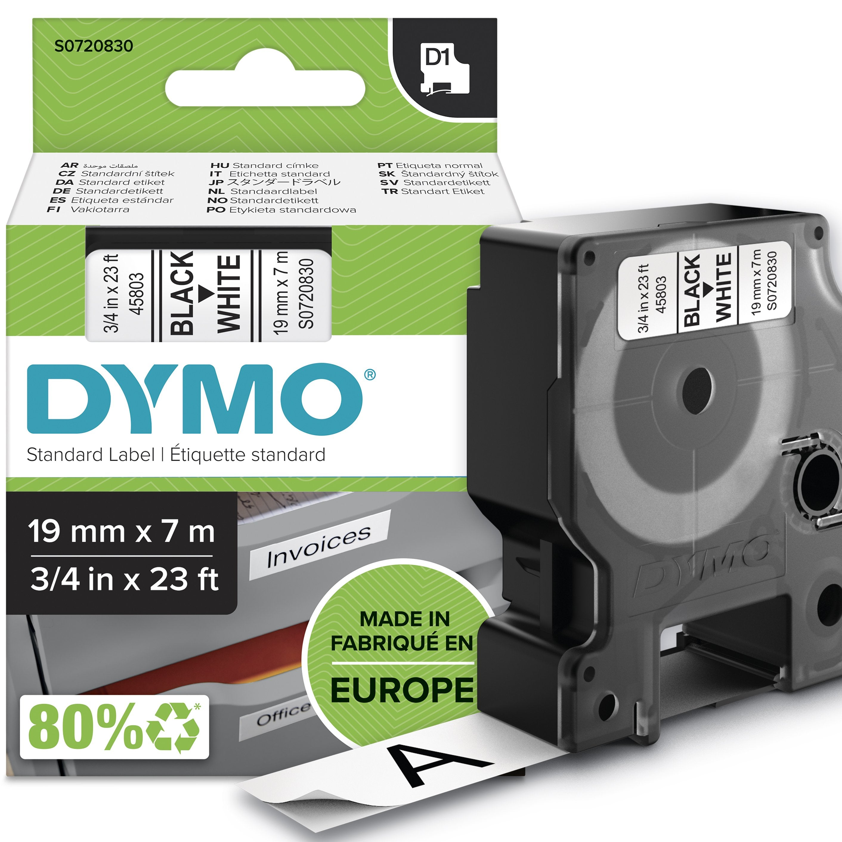 EAN 5411313452137 - DYMO D1 Standard - Black on White - 19mm cinta para impresora de etiquetas Negro sobre blanco imagen 1