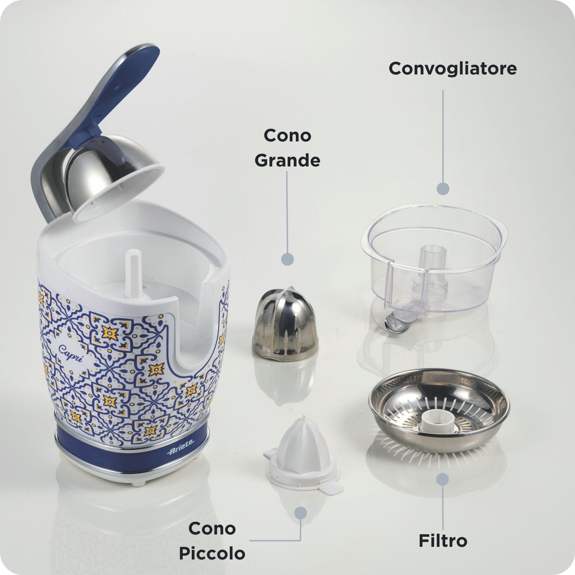 EAN 8003705122932 - Ariete 0413/0C prensa de cítricos eléctricos 0,6 L 85 W Blanco, Azul claro imagen 3