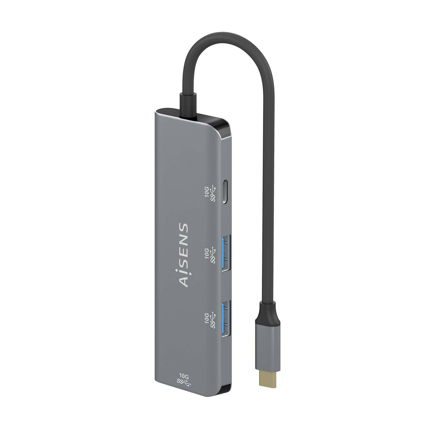 Aisens Hub Usb 3.2 Gen2 10g Usb-C - Usb-C/M-1xusb-C/H-3xusb-A/H - 15cm - Gris