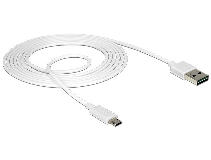 Delock Cable Easy-Usb 2.0 Typ-A Macho > Easy-Usb 2.0 Typ Micro-B St. 2 M Blanco
