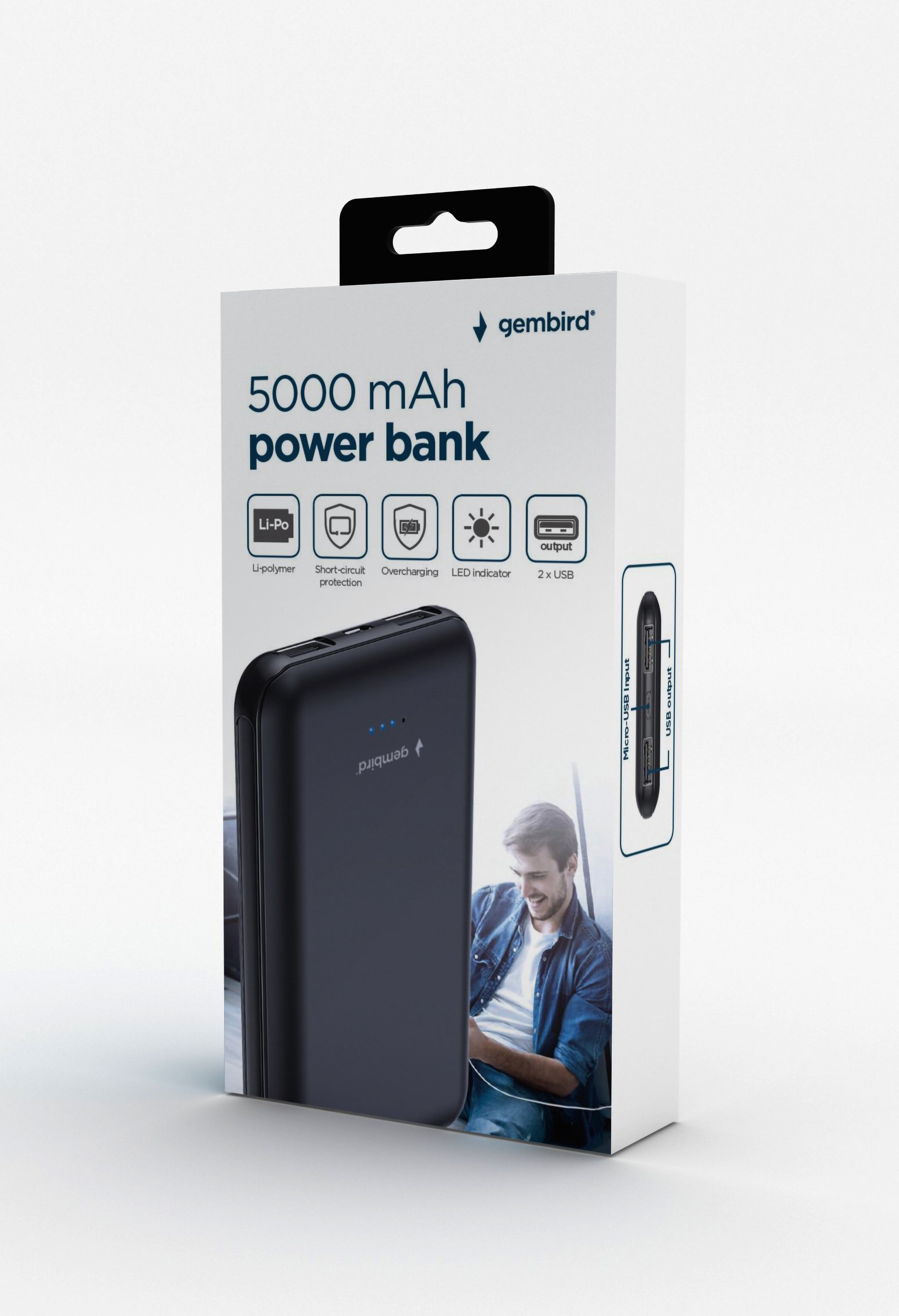 Gembird Pb05-01 5000 Mah Power Bank Black