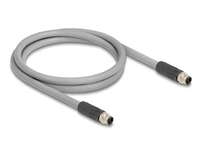 Delock M12 Cable L-Kodiert 5 Pin Stecker Zu Stecker Pur Schleppkettentauglich 3 M Grau