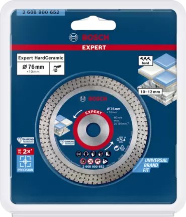 Disco De Corte De Diamante Bosch Expert Hardceramic, Ø 76 Mm (Diámetro Interior De 10 Mm, Para Mini Amoladora Angular)