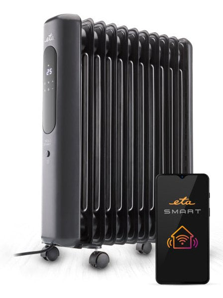 Eta262590000 Sole Smart Oil Radiator, 2500 W, 11 Ribs, Black